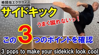 サイドキックのやり方！蹴れない時に確認する3つのポイント！3 pops to make your sidekick look cool【格闘技エクササイズ動作ポイント】