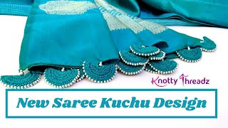 New Crochet Saree Kuchu | Tried Something New Using Silk Threads and Silver Beads | Knotty Threadz