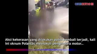 Brutal, Oknum Polisi Pukul Pengendara Motor Hingga Jatuh di Tanah