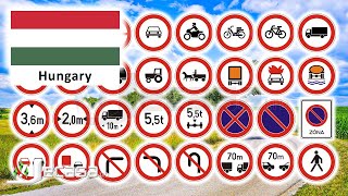 Prohibitory Traffic-Road Signs in Hungary (Budapest, Debrecen, Szeged, Miskolc, Pécs, Győr), English