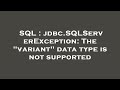 SQL : jdbc.SQLServerException: The 