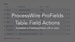 ProcessWire ProFields Table v28 new features