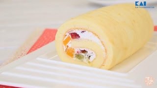 【煮飯仔廚房】【日本貝印KAI x Chi Chi】 - 雜果瑞士卷 Mixed Fruit Swiss Roll