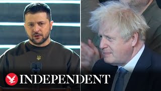 Watch: Zelensky thanks Boris Johnson during parliament address