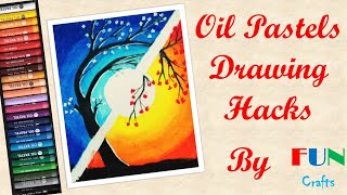 Step by Step Scenery Drawing with Oil Pastels - How to Draw with Oil Pastels - Easy Drawing Ideas