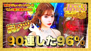 パチンコ新台 Pジューシーハニー3てんこ盛り連写RUSH 前日90連した絶好調台を朝一から検証してみたら予想外の結果に！ 93%の破壊力ハンパない！ 激アツ胸アツストック ハチミツ横綱慶次社長サンセイ