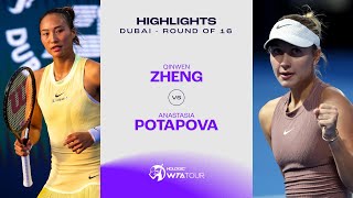 Zheng Qinwen vs. Anastasia Potapova | 2024 Dubai Round of 16 | WTA Match Highlights