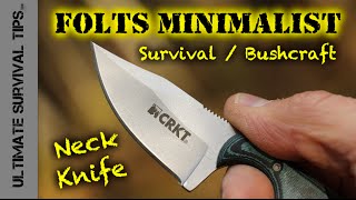 EDC Micro Neck Knife for Survival / Bushcraft / Hunting - CRKT Folts Minimalist Neck Knife -Best