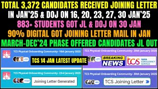 TCS 14 JAN LATEST ONBOARDING UPDATE | MASS ONBOARDING | TOTAL 3,372 STUDENTS RECEIVED JOINING LETTER