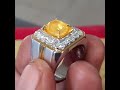 Cincin Pria . Batu Yakult / Yellow Safir , Berlian Banjar . Ring Perak(3)