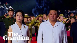 North Korea's first lady cries next to Kim Jong Un during armistice event