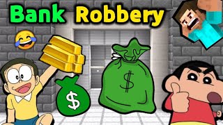 Minecraft Bank Robbery 😱 || Funniest Robbery 😂 || Shinchan Minecraft || Doraemon Minecraft