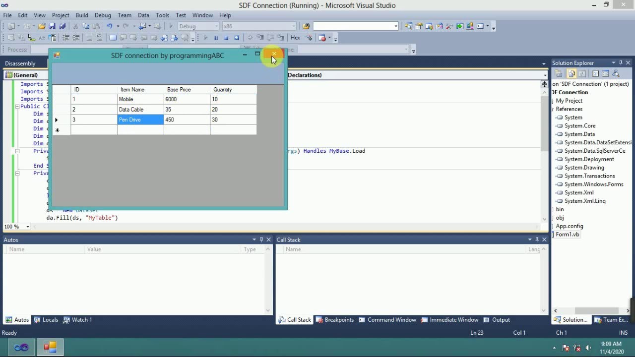 Vb Net Solved Sqlserverce Compact 3 5 Database Connection Youtube