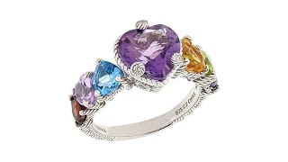 Judith Ripka Sterling Silver MultiGemstone Heart Ring