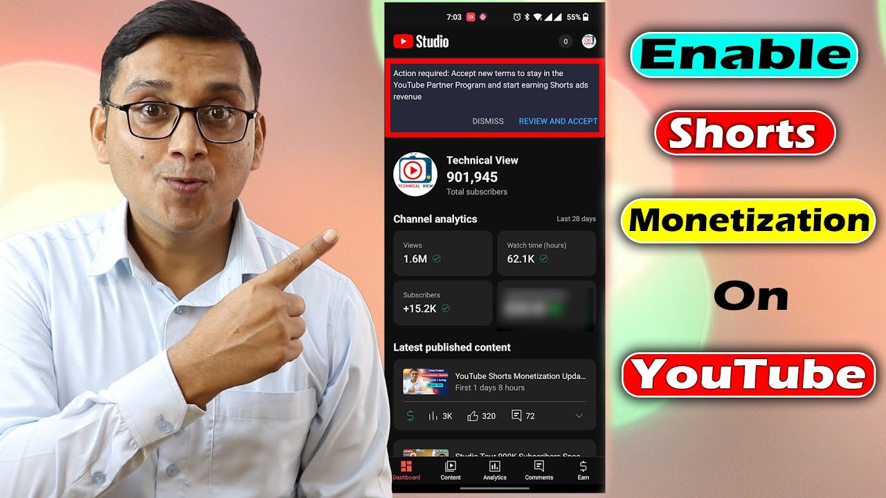 How To Enable Shorts Monetization On Youtube Accept New Terms To Stay
