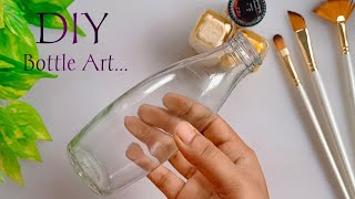 Glass Bottle Art | Best Glass Bottle Painting | Waste Bottle Reuse Idea | DIY Bottle Decoration