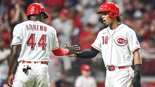 The Reds score eight runs in the seventh inning against the Cubs