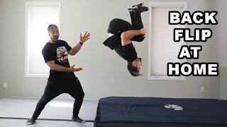 Learn How To Backflip AT HOME (Easy Tutorial for Beginners)