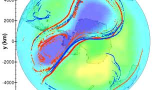 Southern polar vortex splitting (ozone hole split) revealed by Lagrangian Coherent Structures (LCS)