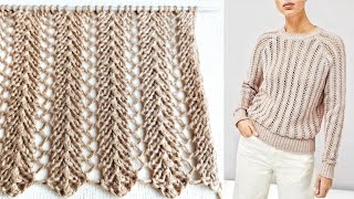 Light openwork knitting pattern for a jumper, T-shirt, stole