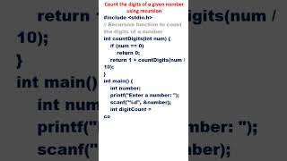 C Program Count digits using recursion