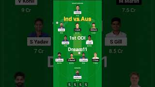 IND vs AUS 1st Odi Dream 11 team || india vs Australia Dream11 team #INDvsAUS #short #SHORTS
