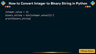 How to Convert Integer to Binary String in Python