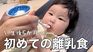 【生後5か月】初めて離乳食を食べた時の反応が思ってたのと違った😂