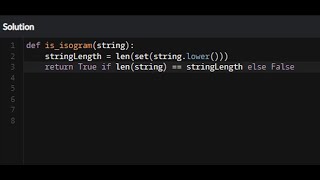 Python - Isogram | Codewars 7KYU