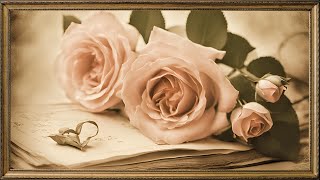 Gold Framed Vintage Style Valentine's Roses TV Art Screensaver. 4K Frame TV Hack. 2 Hours No Sound.