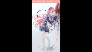 【透明水彩】イラストメイキング｜｜illustration【Watercolor Painting】#Shorts