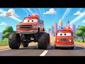 Monster Truck Adventure Song 🚙 Police Car, Fire Truck & Construction Vehicles for Kids
