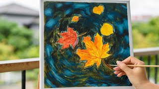 How to paint Autumn leaves /  Autumn Maple Leaf painting tutorial