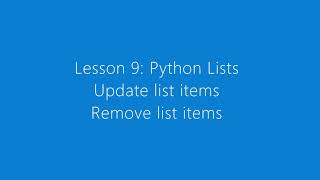 Lesson 9: Python Lists - Update, Add, Remove Items