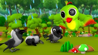 The Crows and Parrot 3D Animated Hindi Moral Stories for Kids शैतान कौआ और चिड़िया कहानी Tales