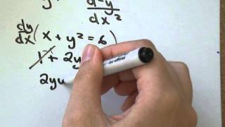 Second Order Implicit Differentiation, d^2y/dx^2, y'', y double prime