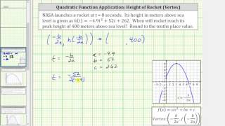 Vertex Application: Find the Time Given a Maximum Height (Formula)