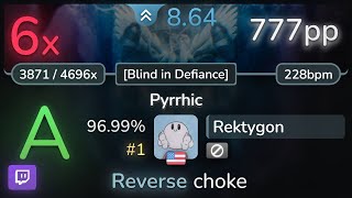 🔴 8.6⭐ Rektygon | Ne Obliviscaris - Pyrrhic [Blind in Defiance] 96.99% (#1 777pp 6❌) - osu!