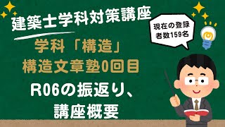 建築士学科対策講座「構造文章塾」0回目　R6年試験振返り、講座概要説明　LIVE講座　1級建築士試験　学習を生活の一部に　丸覚えでは無くなぜそうなるかを分かりやすく解説　アーカイブあり