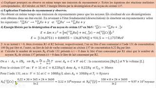 Exercice de synthèse corrigé | Radioactivité | Noyaux d'iode et de césium | Désintégration