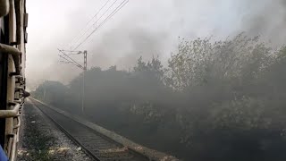 14507 Delhi Fazilka Intercity Express Departure at Kurukshetra Railway Station Smoking Diesel Engine