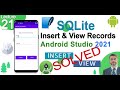 How to Insert Record using SQLite in Android Studio | How to use SQLite  database in android L#21