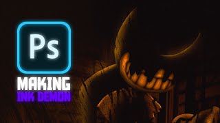 Making Ink Demon from a FNF Mod in Photoshop | Speed Edit | Bendy and the Ink Machine - Indie Cross