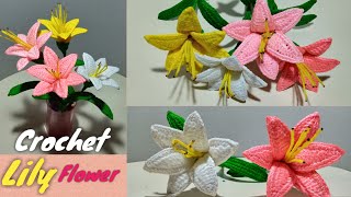 Woolen Lily Flower#Crochet Flower#woolen craft#homemade art and craft# creative sarita