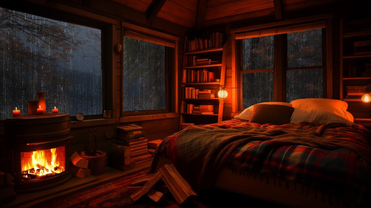 Rainy Night In A Cozy Wooden Cabin рџ ґ Sleep To Fire Sounds Rain