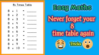 Maths Tricks/Easy way to Learn 8 times Table