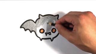 How to Draw a Bat - Kawaii Cute Art - Halloween Drawings