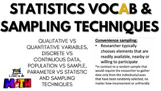Statistics Vocabulary and Sampling Techniques