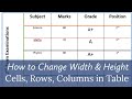 Changing Column Width And Row Height Microsoft Word 2013, Resize and Adjust table cells in Word 2016