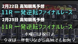 【2022年2月22日、23日 高知ファイナル予想】水曜日は祝日、今夜はじっくり高知競馬を♪